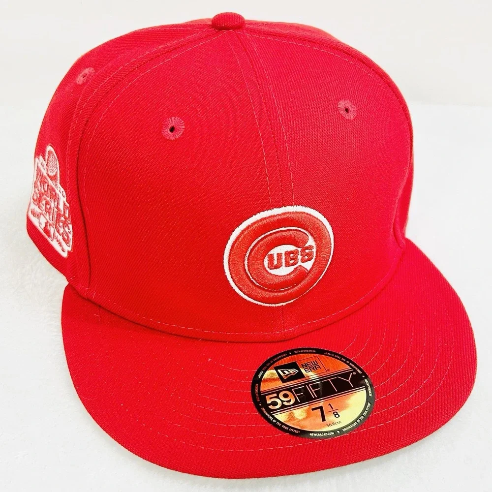 New Era Chicago Cubs Red World Series 59FIFTY Fitted Hat‎ Cap 7 1/8 MLB Baseball